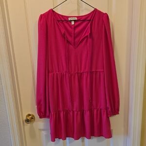Xtraordinary Hot Pink Tie-Neck Tunic Top